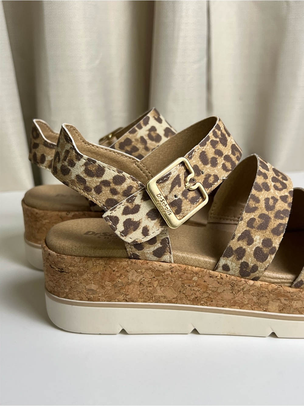 DR. SCHOLL’S Once Twice Leopard Print Platform Cork Sandals-NWOB - Picture 8 of 14